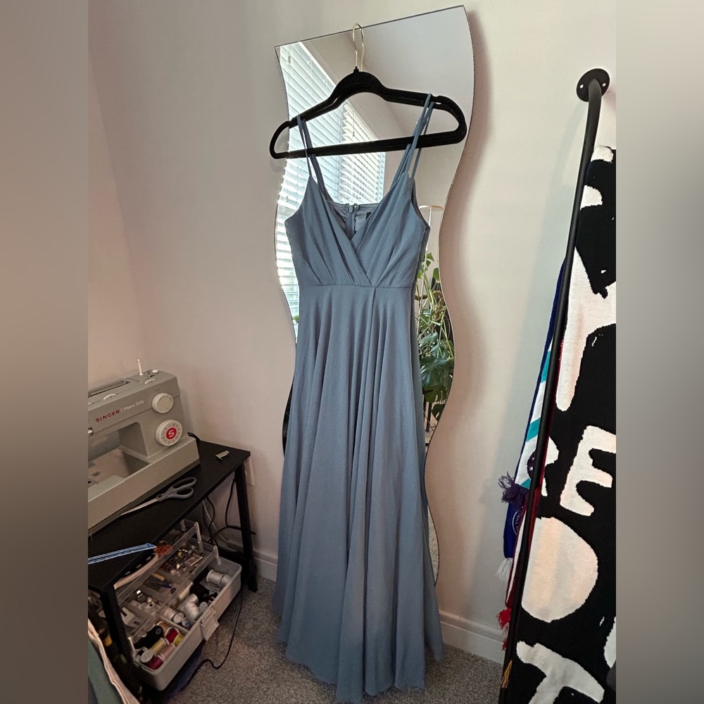 Lulus Blue Flowy Bridesmaid Dress